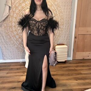 Portia and Scarlett Black Lace Prom Dress